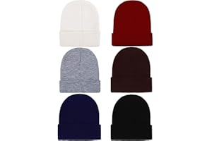 Cooraby 6 Pack Kids Winter Beanies Acrylic Knit Stretchy Beanies Caps for Boys and Girls