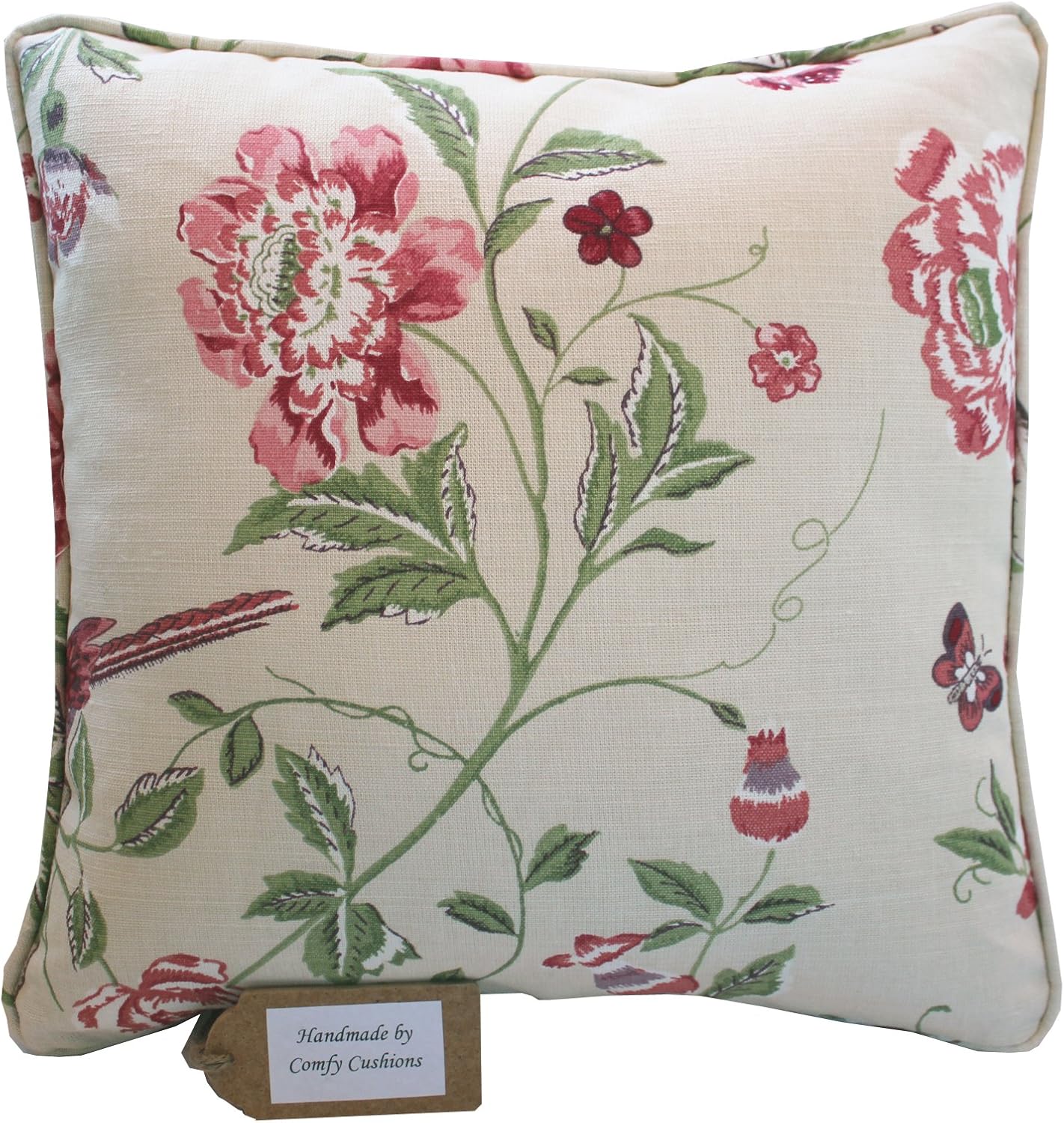 16" Cushion Cover made from Laura Ashley Summer Palace Cranberry fabric