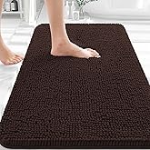 OLANLY Bathroom Rugs 30x20, Extra Soft Absorbent Chenille Bath Rugs, Rubber Backing Quick Dry, Machine Washable Bath Mats for Bathroom Floor, Tub and Shower, Home Decor Accessories, Brown