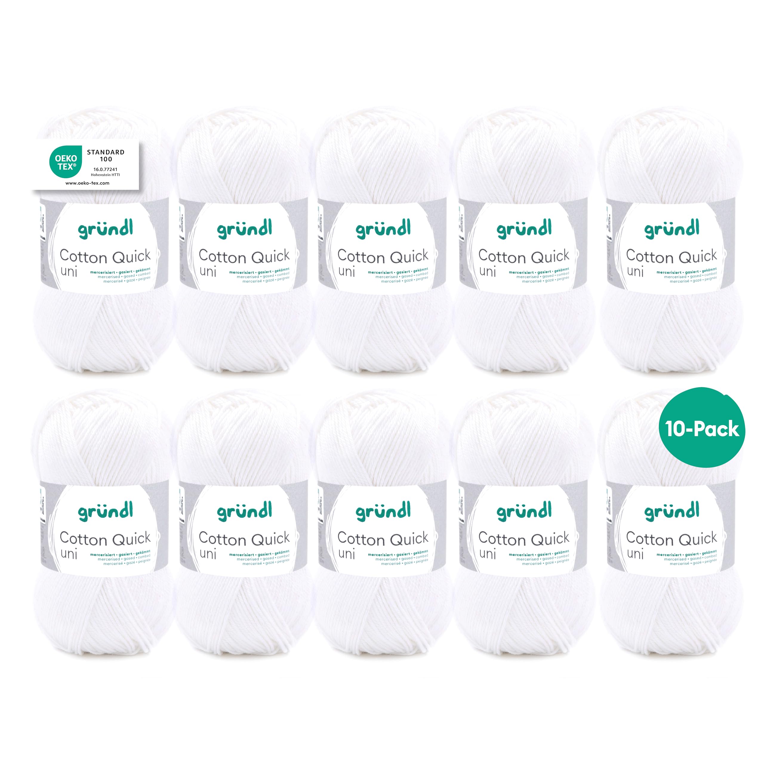 Gründl Value Pack Cotton Quick Yarn, Cotton, White, 29 x 12 x 7 cm