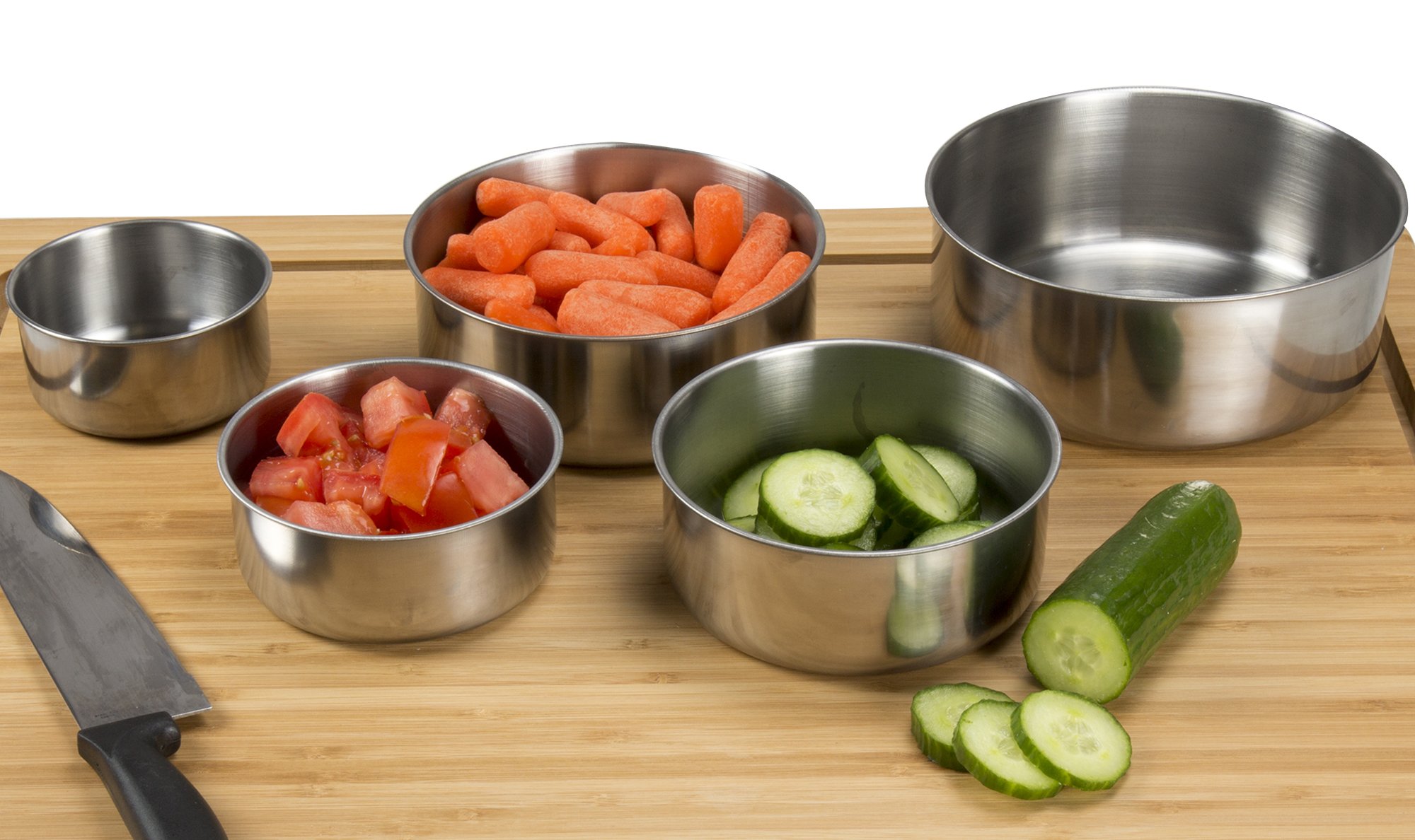 5 Piece Food Serving and Storing Stainless Steel Bowl Set with Lids