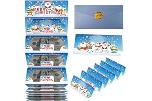 XiaosRen Blue Christmas Envelope Money Holder with 10 Slots, Surprise Cash Gift Card Holders for Men Women Girls Boys Xmas Party Supplies.