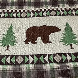 Lodge Quilts Set King Size, 3Pcs Rustic Cabin Brown