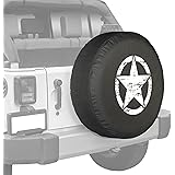32" Oscar Mike Star - Spare Tire Cover - (Black Denim Vinyl) - White Print - Made in the USA - Jeep Wrangler JK
