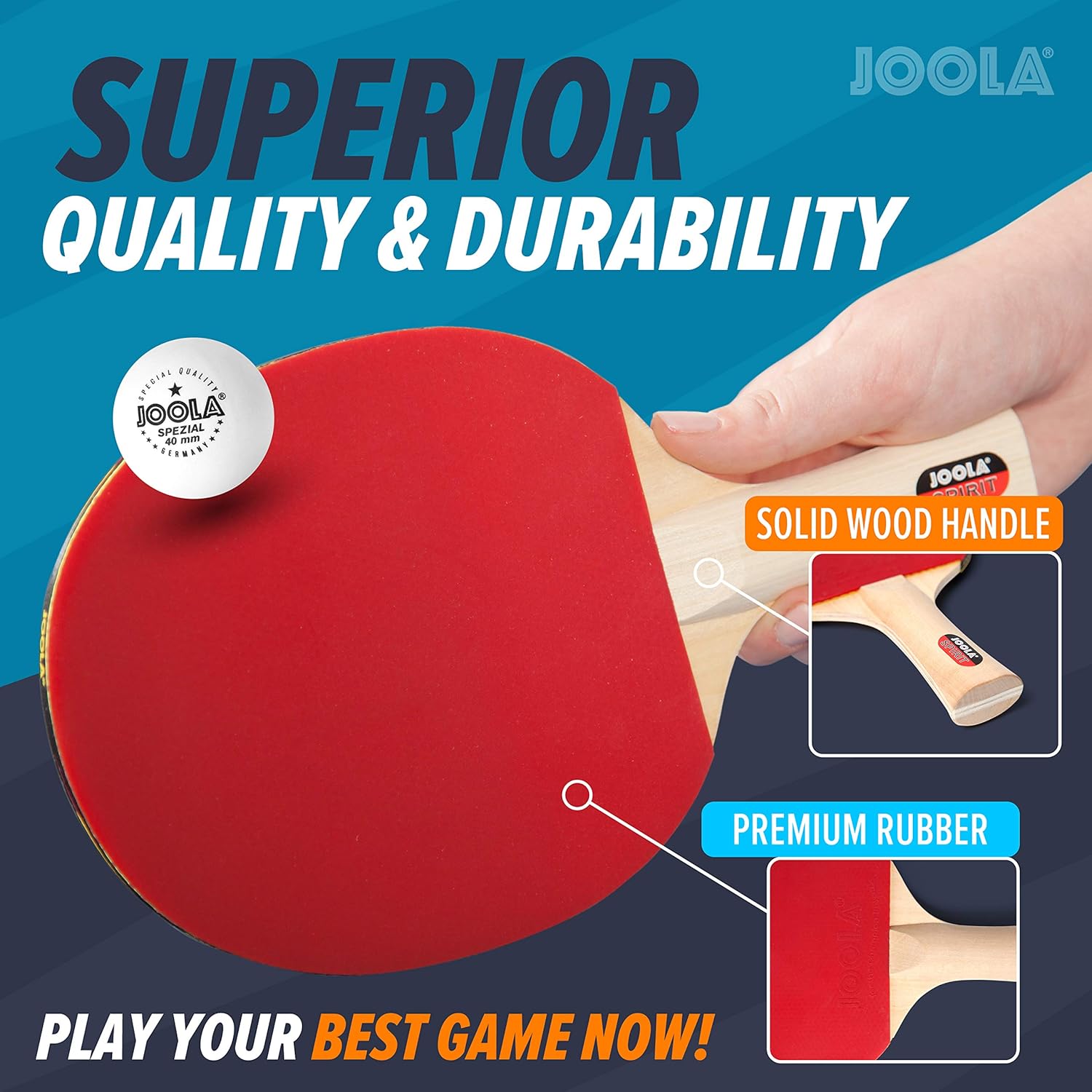 JOOLA Family Premium Table Tennis Bundle Set - 4 Regulation Ping Pong Paddles, 10 Training 40mm Ping Pong Balls, and Carrying Case - For Training and Recreational Play - Indoor and Outdoor Compatible : Table Tennis Sets : Sports & Outdoors