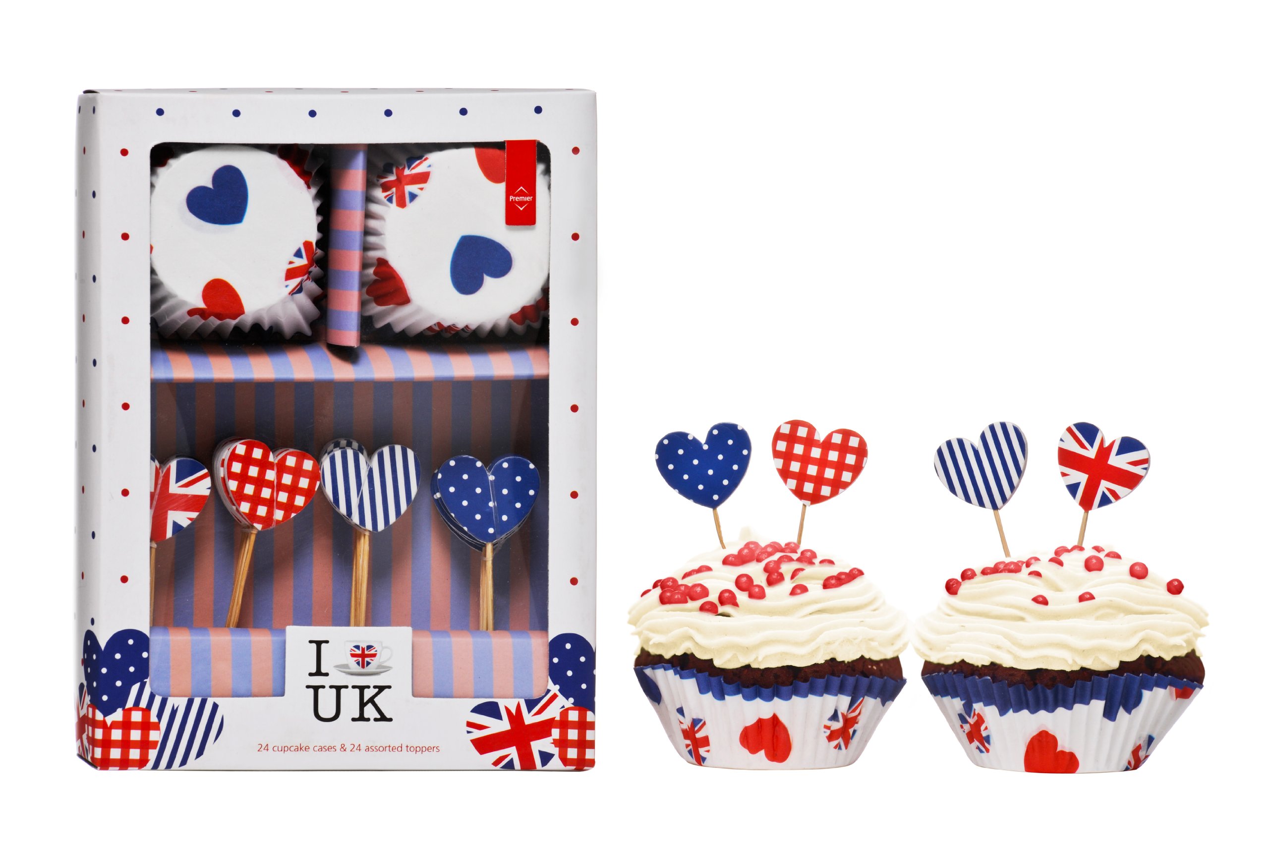 Premier Housewares I Love UK Cupcake Cases and Toppers - 48 Piece