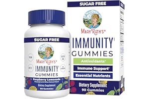MaryRuth Organics Sugar Free Immunity Gummies | Powerful Blend | Elderberry Vitamin C & Zinc | Vitamin D3 & Echinacea | Immune Support Supplement | Gummies for Kids & Adults | Vegan | Non GMO | 90ct