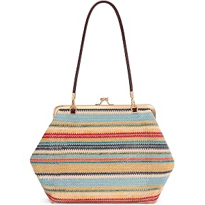 XquiziFit Women's Kiss Lock Bag Evening Clutch Purses Kiss Clasp Crossbody Bag Handbag Formal Evening Purse Messenger