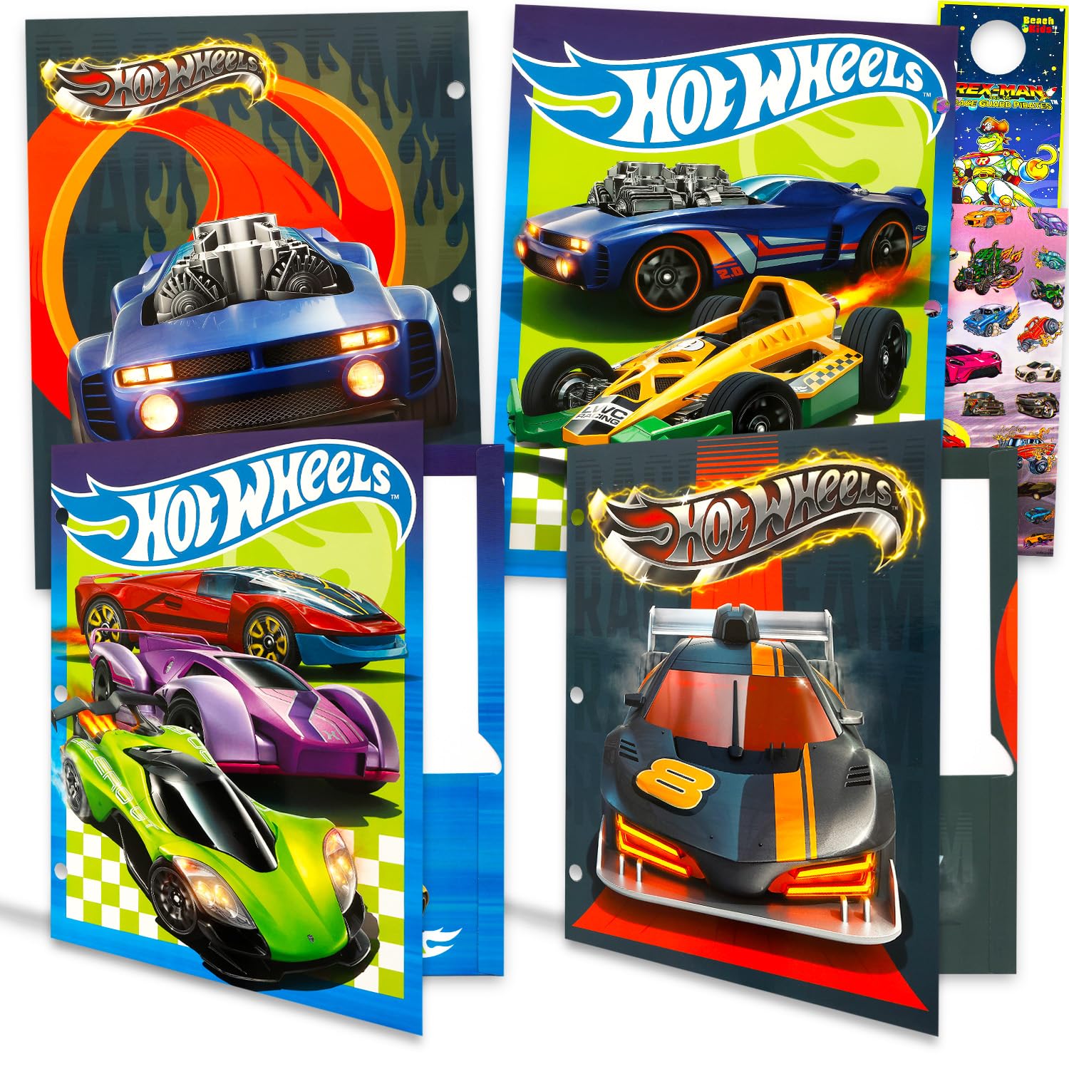 Hot Wheels Folder Set - Bundle with 4 Laminated