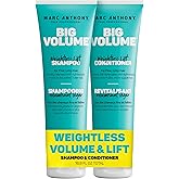 Marc Anthony Big Volume Hair Shampoo & Conditioner Set for Fine, Thin Hair - Lightweight Volumizing Shampoo & Conditioner for Gentle Cleansing - Frizz-Free & Sulfate-Free Hair Care Product