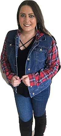 denim jacket with flannel sleeves
