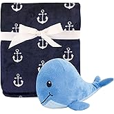 Hudson Baby Unisex Baby Plush Blanket with Toy, Anchor Whale, One Size