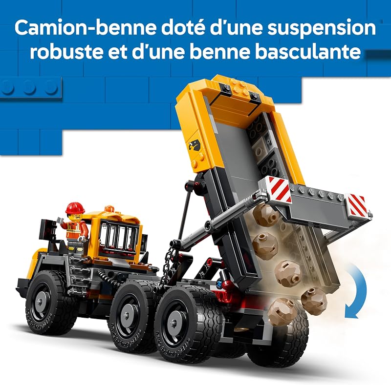 City Le Camion-Benne et la Chargeuse Frontale - Camions Jouets - Véhicules de Chantier Fonctionnels avec 3 Minifigurines - Cadeau d'anniversaire sur Le Thème des STEM pour Garçon dès 8 Ans 60494 — photo 4 sur 8