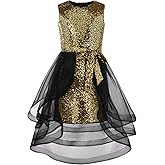 GRACE KARIN Girls Sequin Party Dress Sparkle Formal Birthday Pageant Prom Three-Layer Tulle Midi Dress Size 5-12Y
