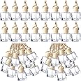 BBTO 200 Pcs Hanging Car Diffuser Bottles Bulk, Empty Clear Glass Air Freshener Bottles with Wooden Cap for Perfume Essential Oils Fragrance Aromatherapy Ornament(Square)