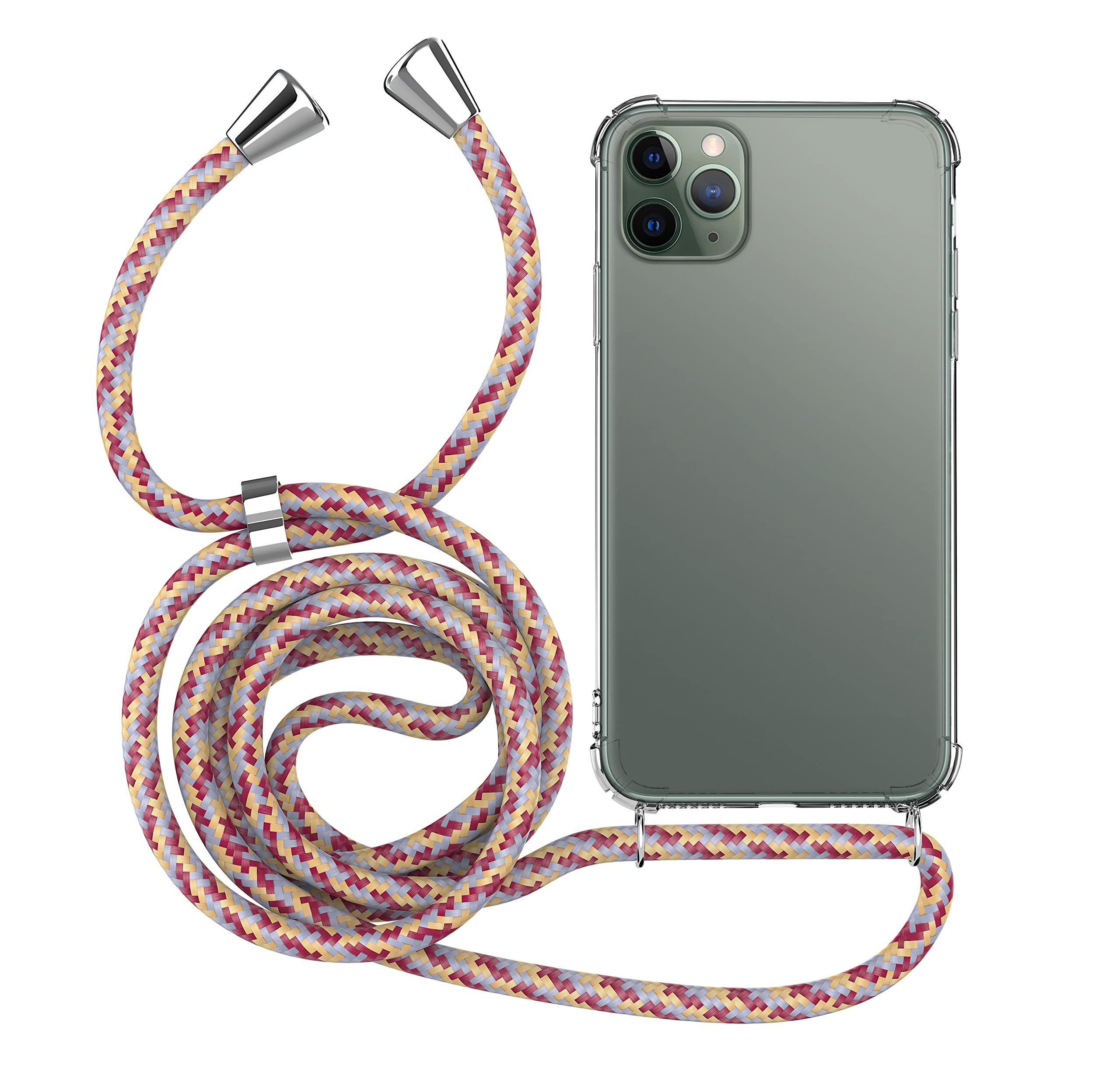 MyGadget Case with Lanyard for Apple iPhone 11 Pro Max - Silicone Phone Cover with Crossbody Neck Holder - Cord Strap Carrier Protection in Multicolour
