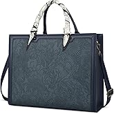 Laptop Bag for Women 15.6 Inch Laptop Tote Bag Waterproof Leather Computer Bag Business Lightweight Office Briefcase Large Shoulder Handbag Deep Blue