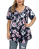 ALLEGRACE Plus Size Tunic Tops for Women Short