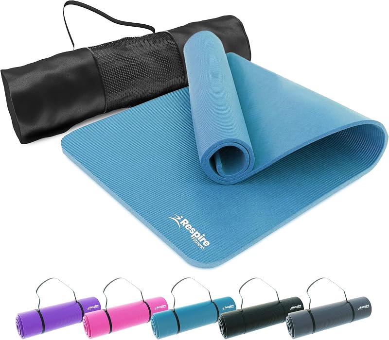 Respire Fitness Yoga Mat 185 x 57 cm Non-Slip Thick Cushion Blue