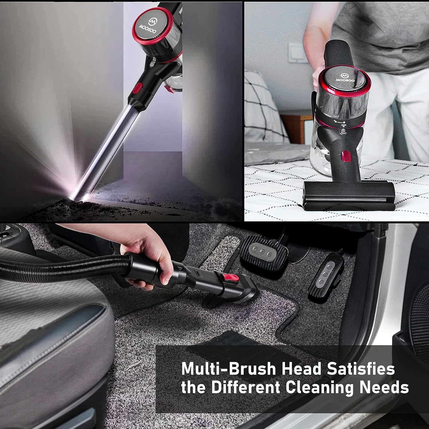 MOOSOO Cordless Vacuum Cleaner, Stick Vacuum 24Kpa Strong Suction 6 in 1 Ultra-Quiet Handheld Vacuum with Brushless Motor Multi-Attachments (Model: K17-Pro) -
