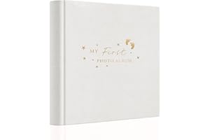 Holoary Baby Photo Album 4x6 100 Photos with Writing Area, 100 Pockets 4x6 Picture Album, Linen Fabric Cover Picture Book for Photos, Baby Photo Albums Hot Stamping Cover(Beige)