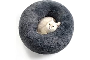 ZHIXJIA Cat Beds for Indoor Cats,Calming Dog Bed for Small Dogs & Cats,Self Warming Fluffy Donut Cat Bed Machine Washable,Soft Cozy Plush Cuddler Round Dogs Bed,Pet Cushion Bed for Kitten Puppy 16"