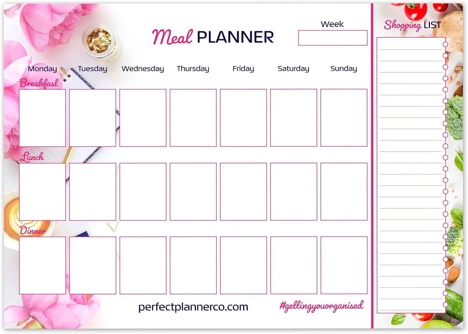 Meal Planner Pad Weekly Organiser A4 Tear Away Desk Pad (White) Amazon