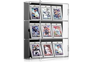 KKU Baseball Card Display Case, Clear View Sports Card Display Case Wall Mount Magnetic Door UV Protection Acrylic Trading Card Display Case for Football Basketball Hockey Trading Card Collection