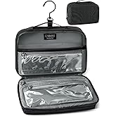 Cumbanho Hanging Toiletry Bag for Men, Toiletries Travel Kit with 360° Swivel Hook, Water-Resistant Nylon Dopp Kit,Shaving Bag with Clear Pockets Used for Trip,Daily or Gift,Black