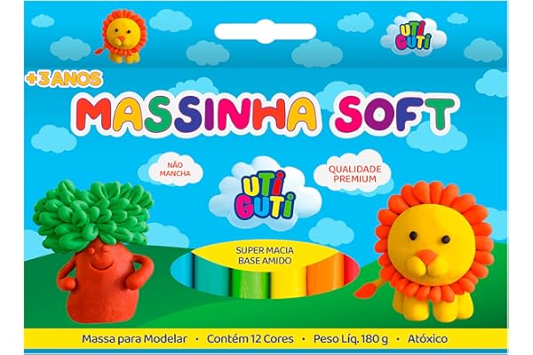 Utiguti Massa de Modelar Soft Estojo com 12 Cores 180G