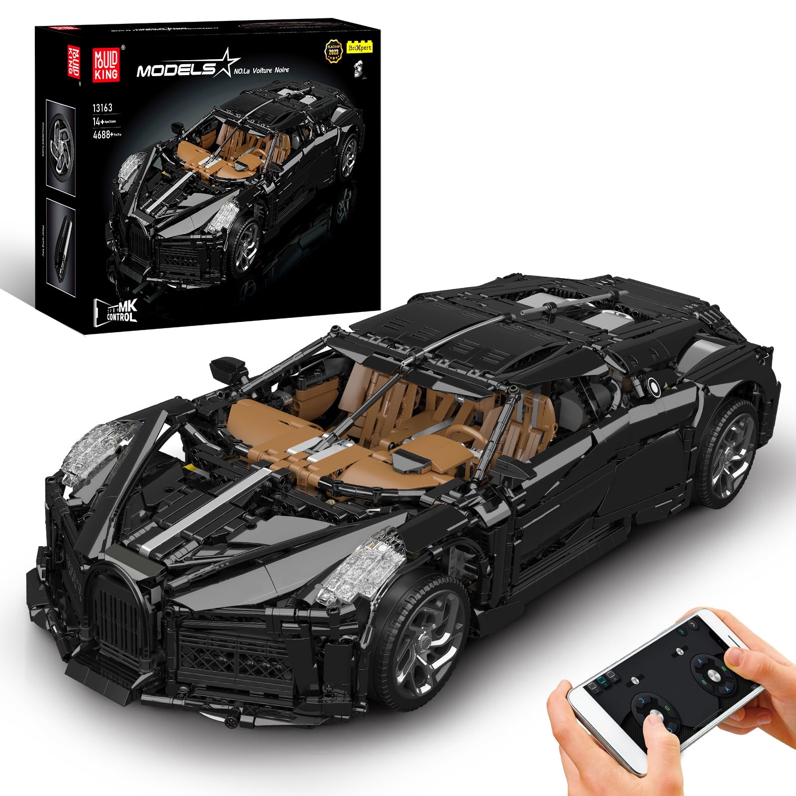 Photo 1 of Mould King 13163 MOC Sports Car Building Kits, Remote/APP Control 4688 Pieces Super Car Model Block Sets, Collectible Set for Adults, Christmas and Birthday Gifts