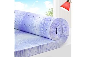 ELEMUSE 3 Inch Ventilated Design Memory Foam Queen Mattress Topper,Cooling Gel Infused Swirl Foam Pad for Pressure Relief Back Pain,Bed Topper for Body Support, CertiPUR-US Certified