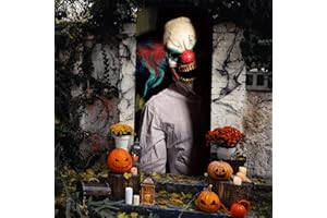 Tranqun Halloween Clown Decorations Scary Ghost Door Cover 79 x 35 Inches Creepy Window Decals Garage Door Backdrop Wallpaper Sticker for Halloween Party Favors Home Decor(Clown)