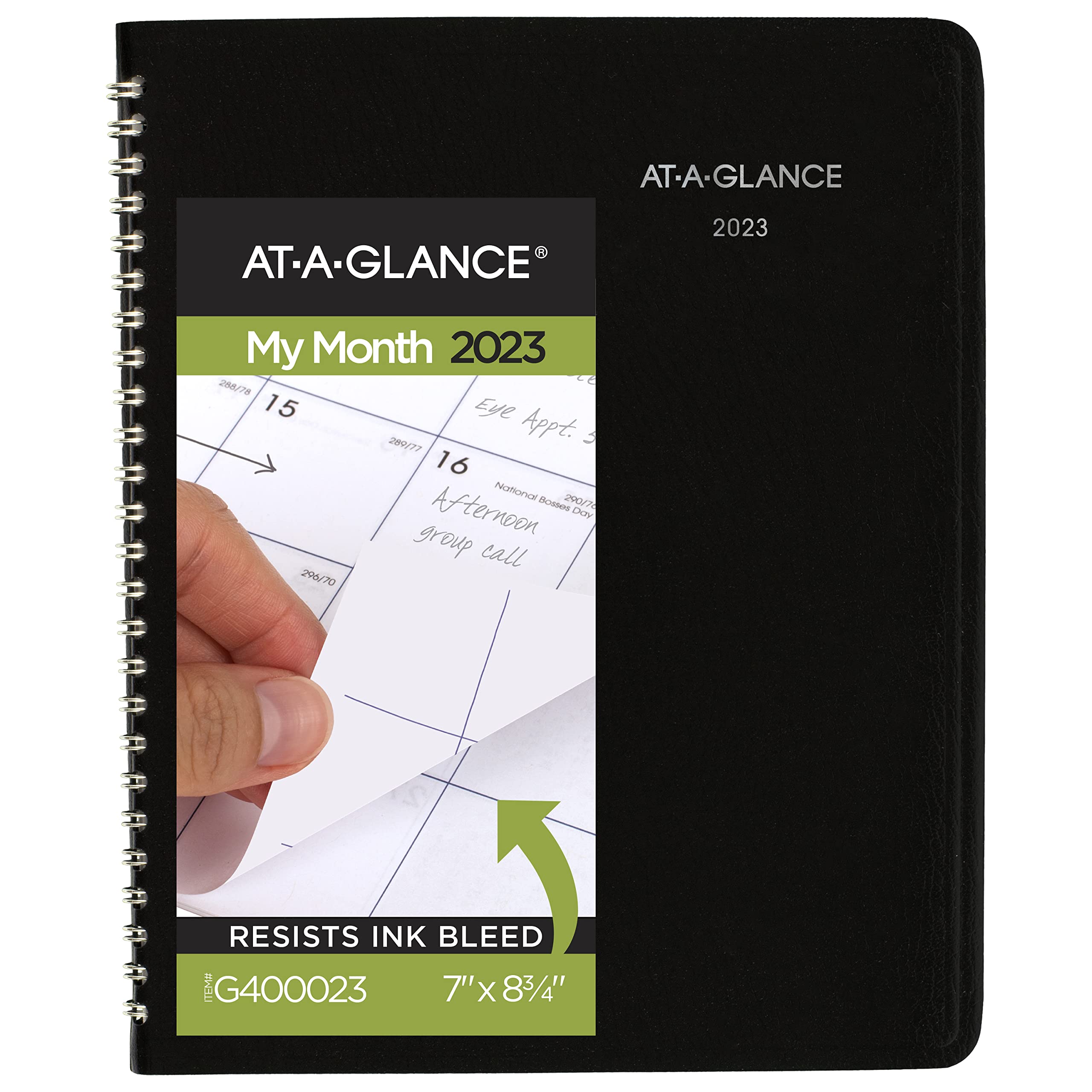At-A-Glance 2023 Monthly Planner, DayMinder, 7" x 8-3/4", Medium, Faux Leather, Black (G40000) (G4000023)