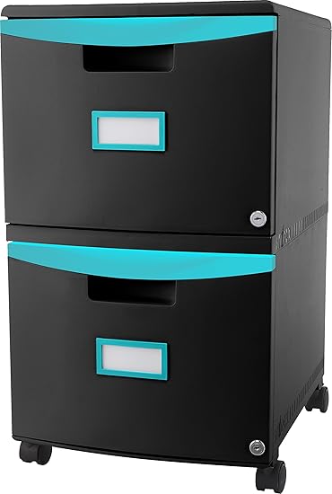 Amazon Com Storex Plastic 2 Drawer Mobile File Cabinet Letter