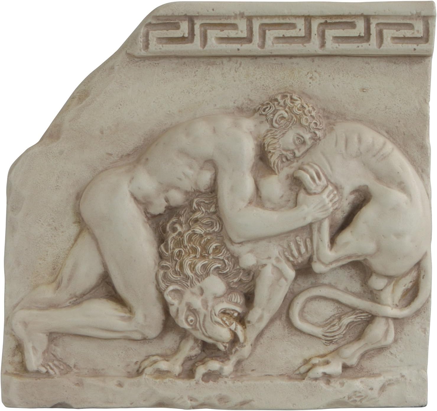 Culture Spot Wall Plaque of Hercules Fighting with Nemean lion | Wall Art | Ready to hang | Stone Finish | Wall Relief | 11 Inches High 11 Inches Wide