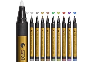 Lypumso Lot de 10 marqueurs métalliques 1-2 mm pour album photo, scrapbooking, fabrication de cartes, utilisation sur papier,