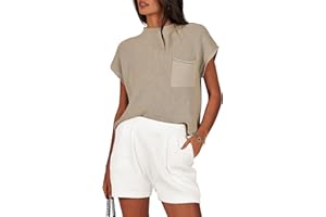 ANRABESS Women's Two Piece Summer Outfits Knit Sweater Short Sets Pullover Tops & Shorts Lounge Matching Clothes Set
