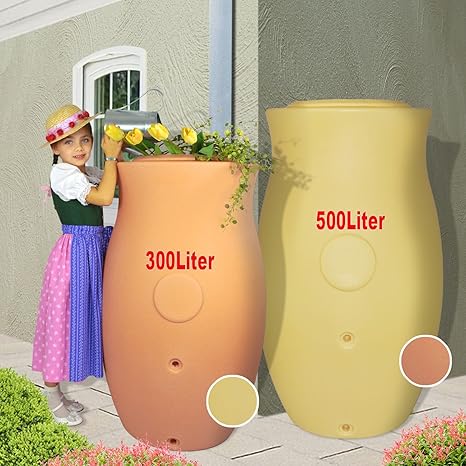 Regentonne Regenfass Wasserfass Regenfass Regenwassertonne Maja Amphore, 300l / 500l in je. 2 Farben - die klassische Form un