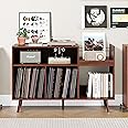 RARZOE Large Record Player Stand, Mid Century Vinyl Record Display Stand, Turntable Stand with Storage, Record Player Holder Up to 350 Albums, Record Vinyl Storage Cabinet for Living Room, Walnut