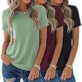 Sweetyweee 3 Pack Women's Maternity Nursing Shirt for Breastfeeding Hidden Zipper Short Sleeve Crew Neck Pregnancy Top