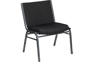 Flash Furniture HERCULES Series Big & Tall 1000 lb. Rated Black Fabric Stack Chair with Ganging Bracket