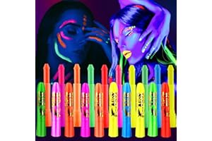AUSEJOPEAC 10 Colors Glow in The Black Light Face Paint Crayons Kit, UV Black Light Makeup Neon Face and Body Paint Sticks Markers for Mardi Gras Halloween Masquerades Makeup