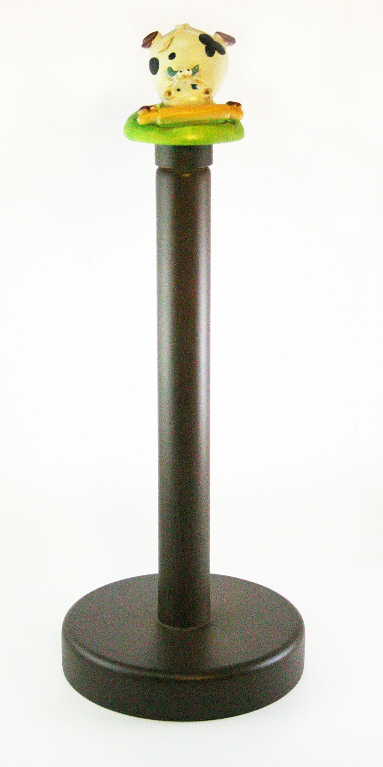 Paolo Chiari Paul Clear Cow Alice Kitchen Roll Holder with Rolling Pin, Wood/marmoresina, Multicoloured, 13 x 13 x 33 cm