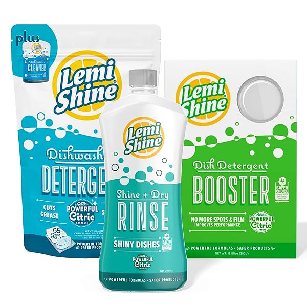 LEMI SHINE DISH DETERGENT BOOSTER, CITRIC ACID CLEANER, PRE-MEASURED TABLETS (15 COUNT TABLETS, 1 PACK)