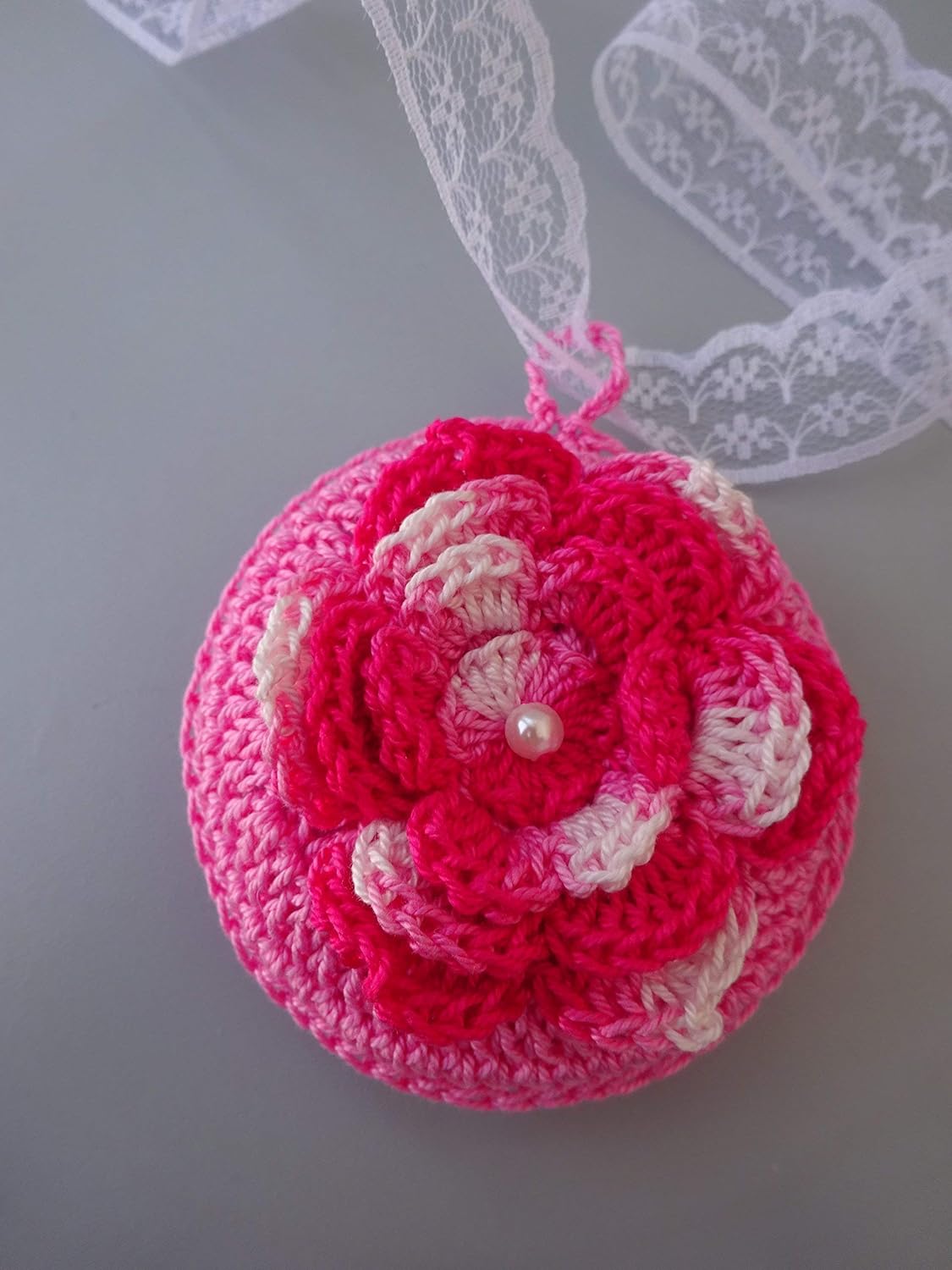 Crochet sachet lavender with flower aplique Handmade