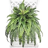 Large Artificial Boston Fern 68" Fake Ferns Silk Artificial Plants for Outdoor Planter Patio Home Office Garden Porch Faux Greenery Decor