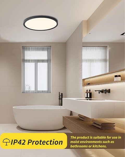 6PACK 12 INCH FLUSH MOUNT CEILING LIGHT, 24W LED CEILING LIGHT, 3000K/4000K/6000K SELECTABLE 2520LM CEILING LIGHTS, SUPER SLIM LED LIGHT FIXTURE FOR BEDROOM KITCHEN LIVING DINING ROOM OFFICE (BLACK)