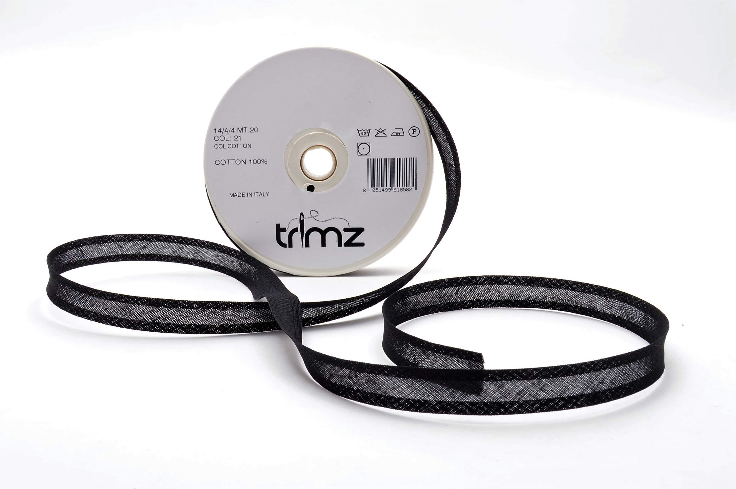 Inastri 14/ 4/ 4 mm Cotton Bias Binding, Black (Black) 21