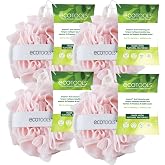 EcoTools EcoPouf Dual Cleansing Pad, Gentle Cleansing Body Scrubber, Exfoliating for Shower &amp; Bath, Pink, 4 Count